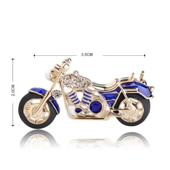 VQ Crystals Red Enamel Motorcycle Brooch - Picture 3 of 6